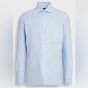 Zegna Light Blue Trofeo Cotton Shirt - Size 44